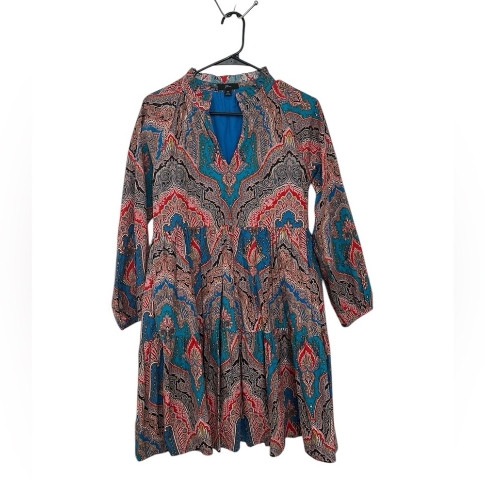 J Crew Rebecca Tiered Poplin Ratti Mediterranean Paisley Print Dress Size XS - Picture 2 of 10
